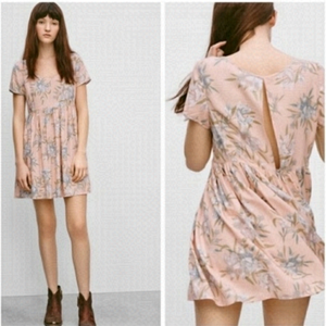 ARITZIA Talula Bayberry Blush Pink Floral Babydoll Mini Summer Dress Size XS